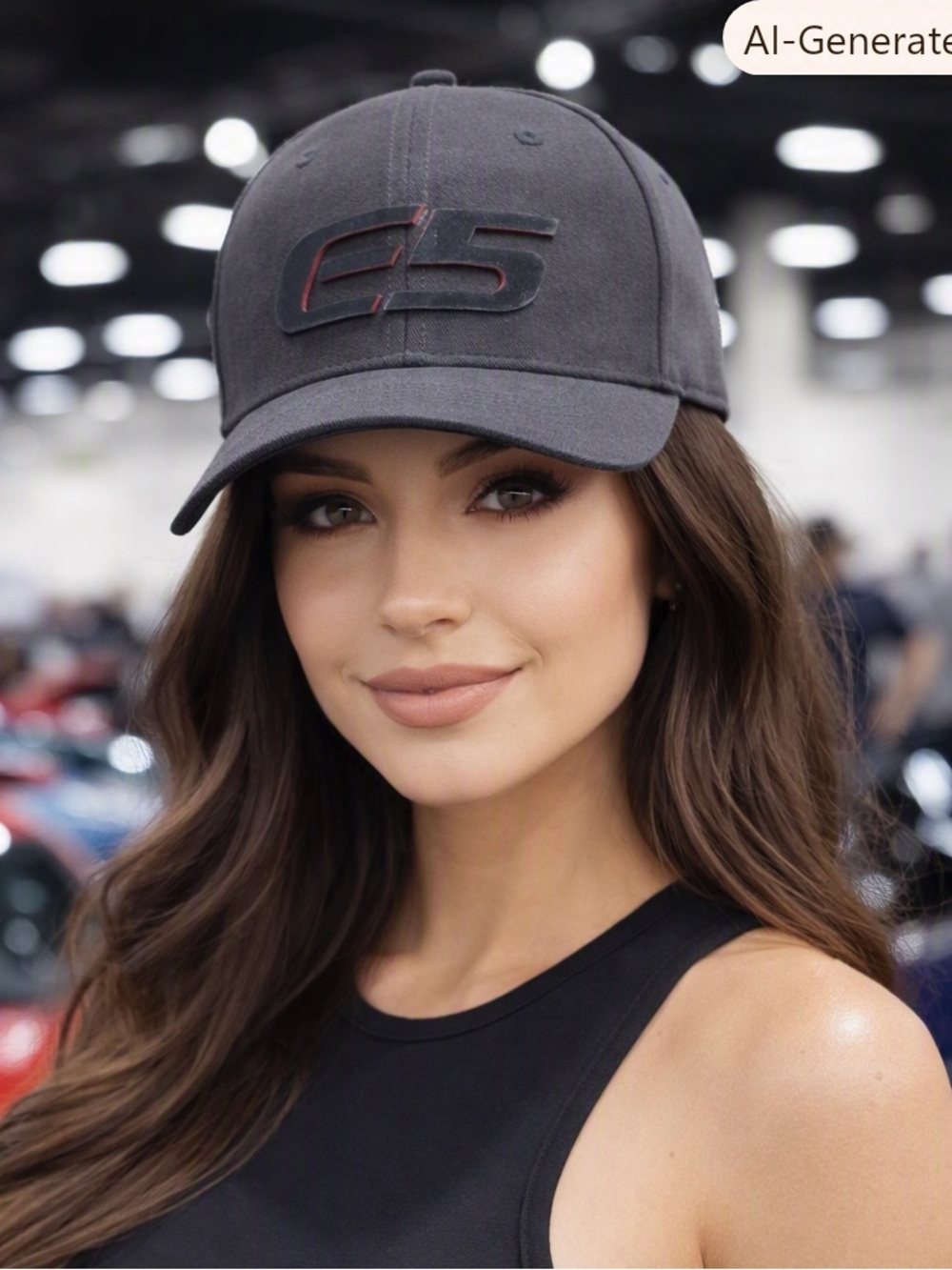 E5 Wheels Suede-Feel Adjustable Unisex Black with Red Billed Cap